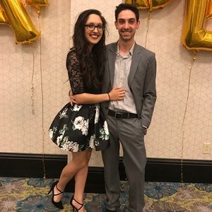 Black floral skirt & Crop top